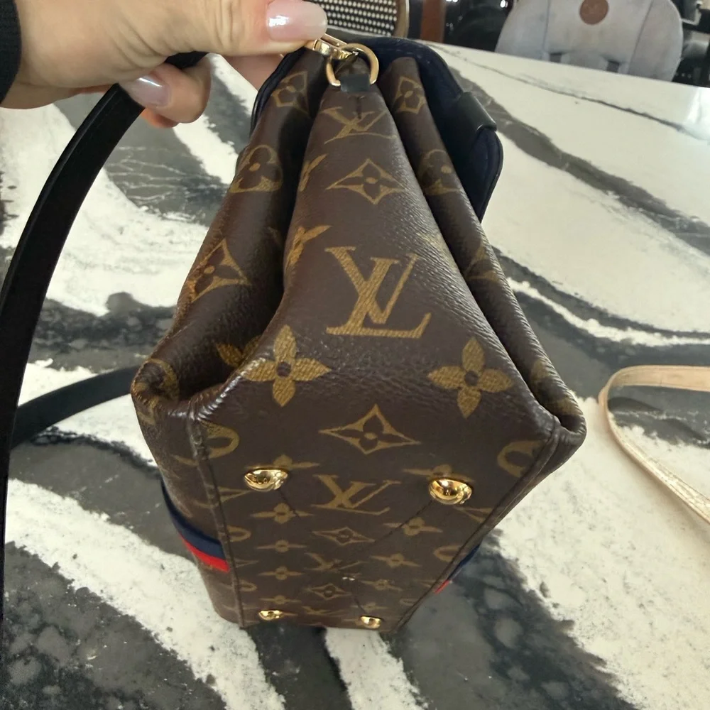 Louis Vuitton Georges Monogram BB Tote with Red and Blue Stripe with Top Handle - Picture 8 of 14